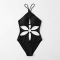 Petal Motif Belly Cut-Out One-Piece Swimsuit