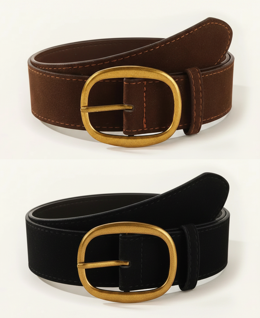 Retro Brass Oval Buckle Belt