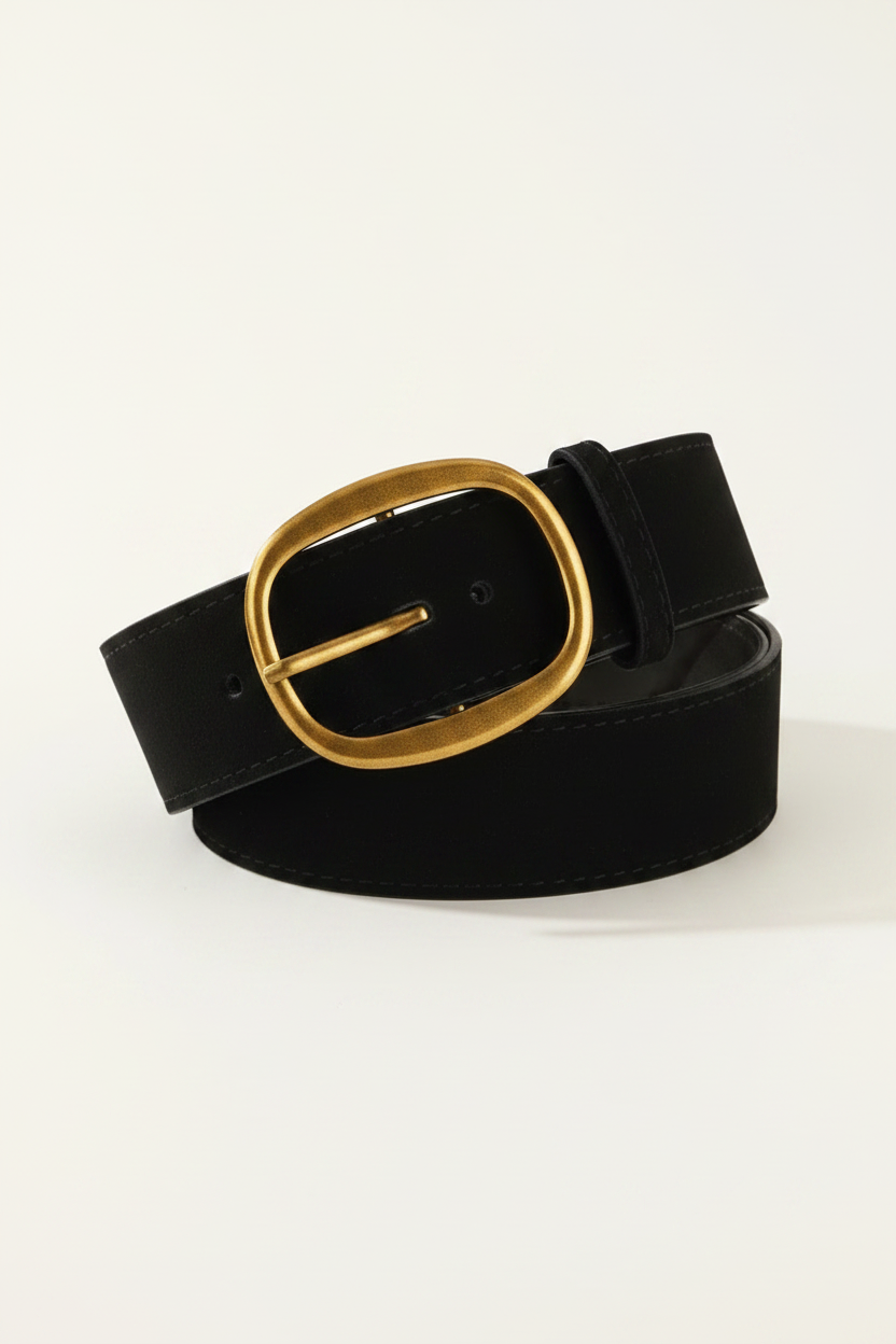 Retro Brass Oval Buckle Belt