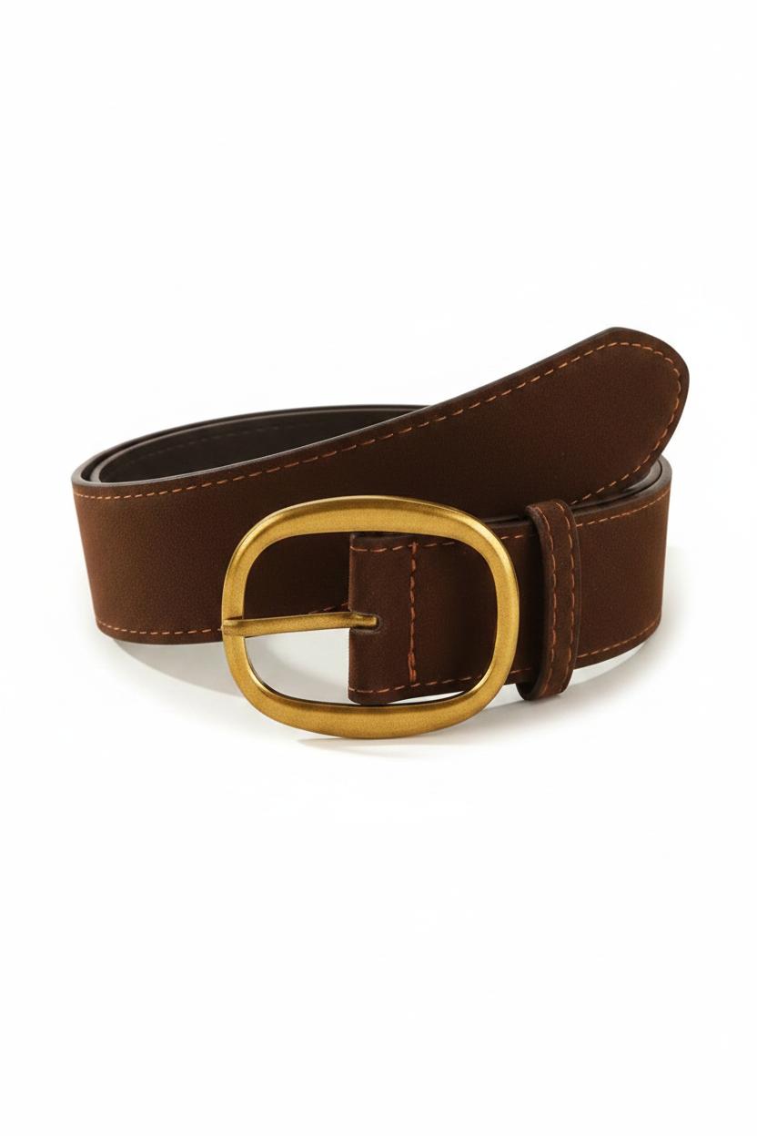 Retro Brass Oval Buckle Belt