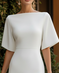 Boat-Neck Midi Cocktail Dress