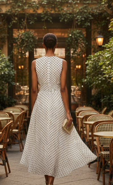 Polka Dot Chiffon Maxi Dress