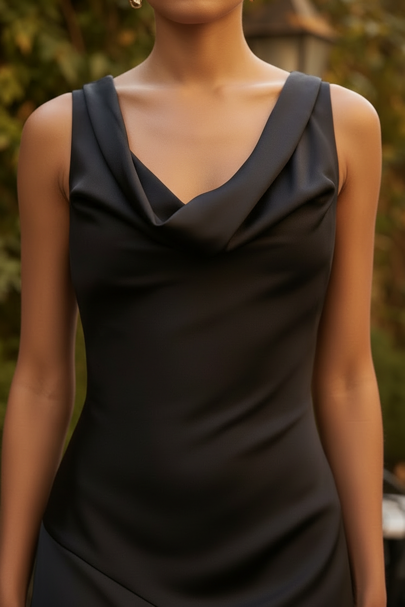Cowl Drape Satin Evening Gown
