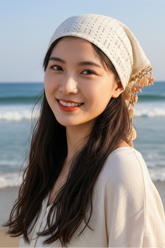 Ocean Shell and Starfish Triangle Scarf
