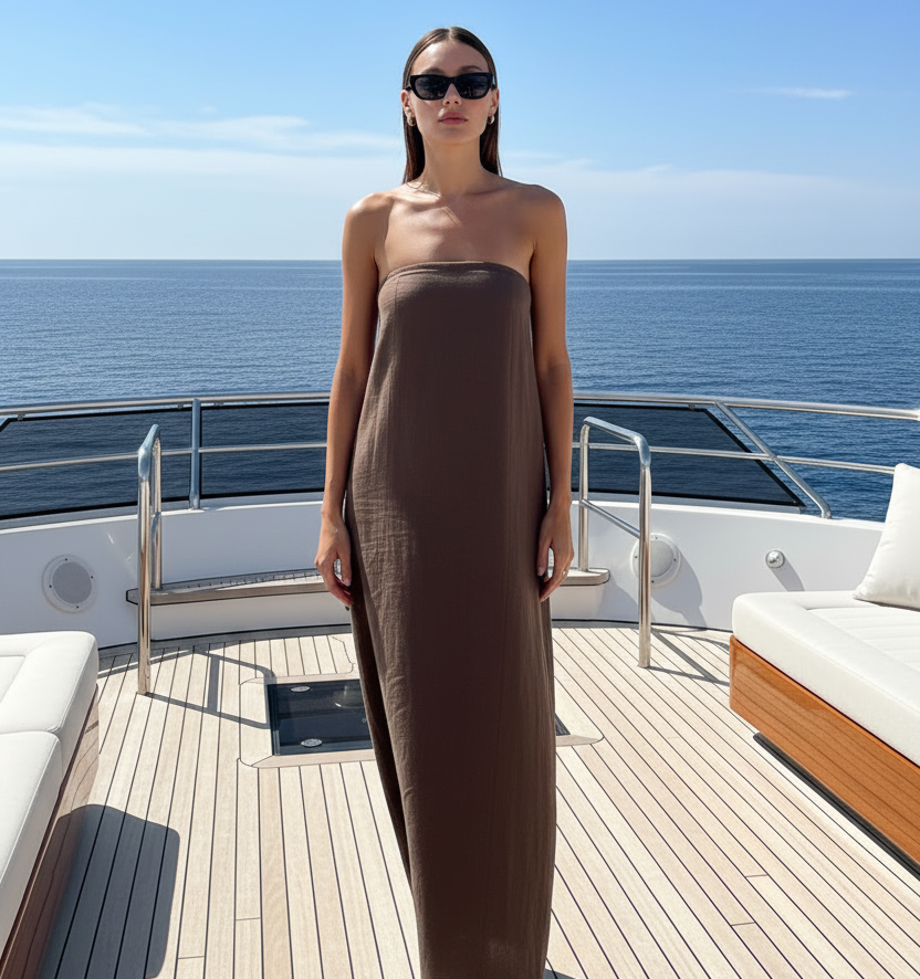 Strapless A-Line Maxi Dress