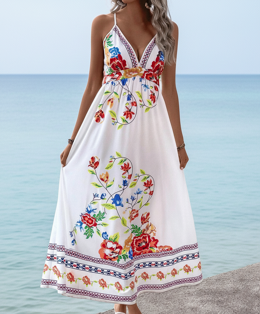 Botanical V-Neck Maxi Dress