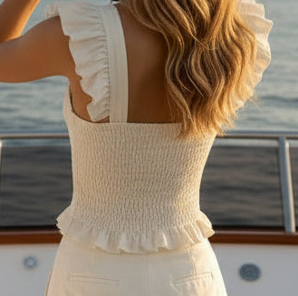 Ruffle Flutter Bow Front Blouse