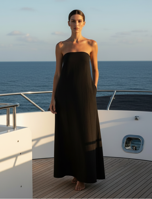 Strapless A-Line Maxi Dress