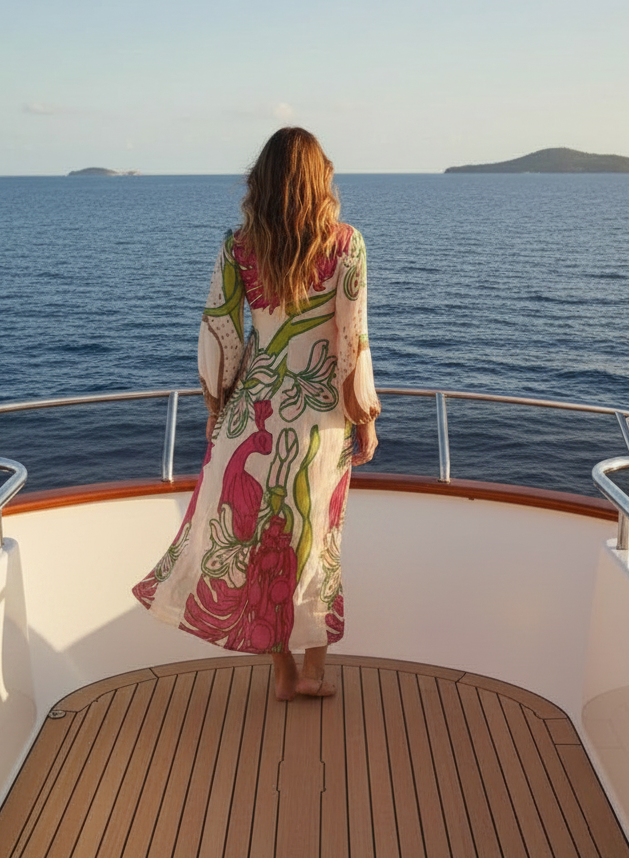 Floral Flared-Sleeve Cover-Up