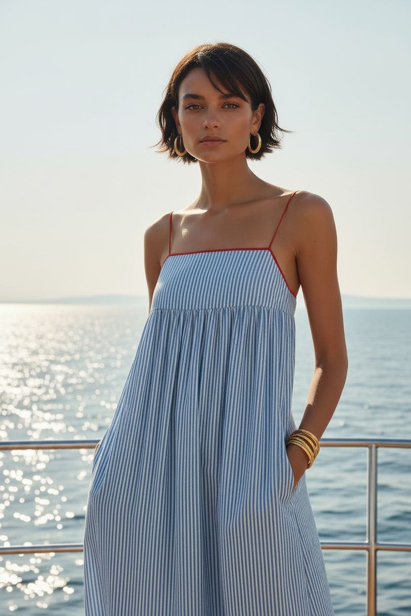 Nautical Striped Maxi Dress