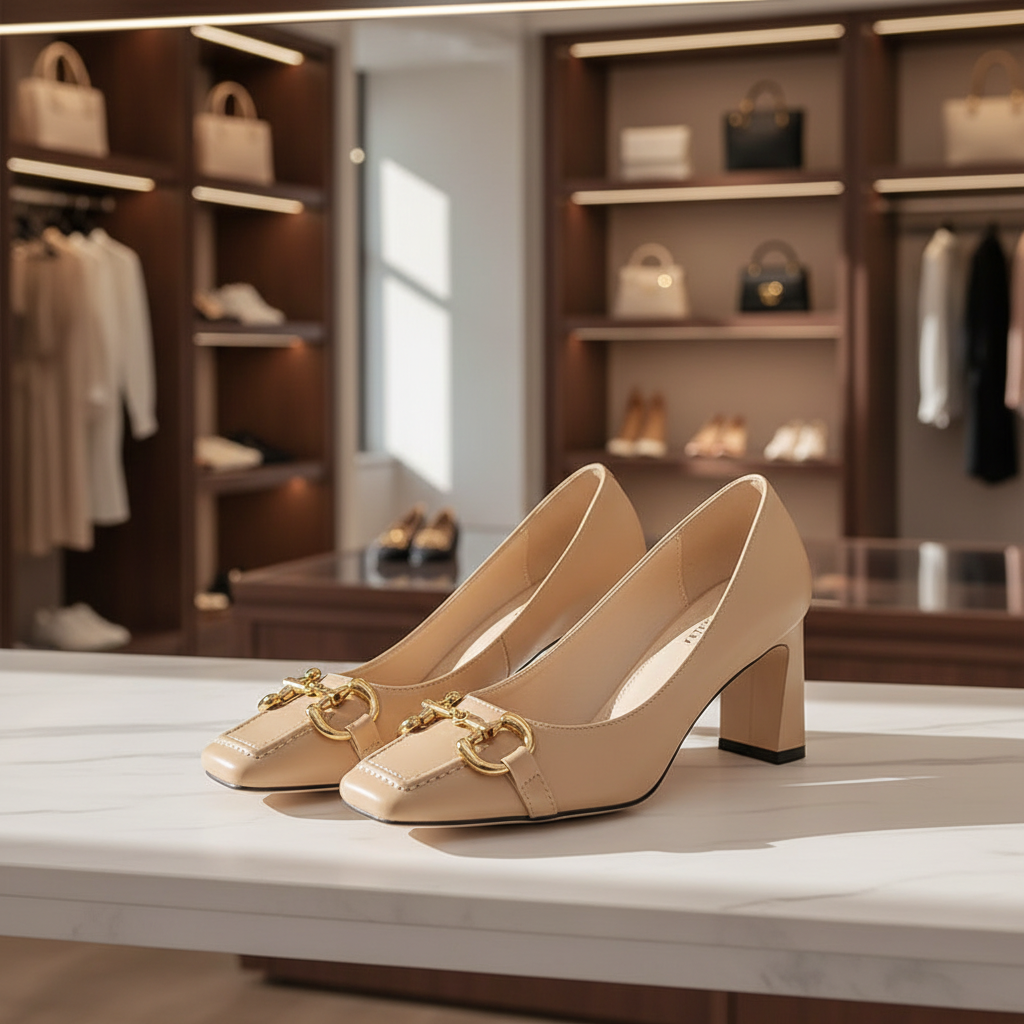 Square-Toe Mary Jane Heels