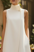 Stand-Collar Button Vest Dress