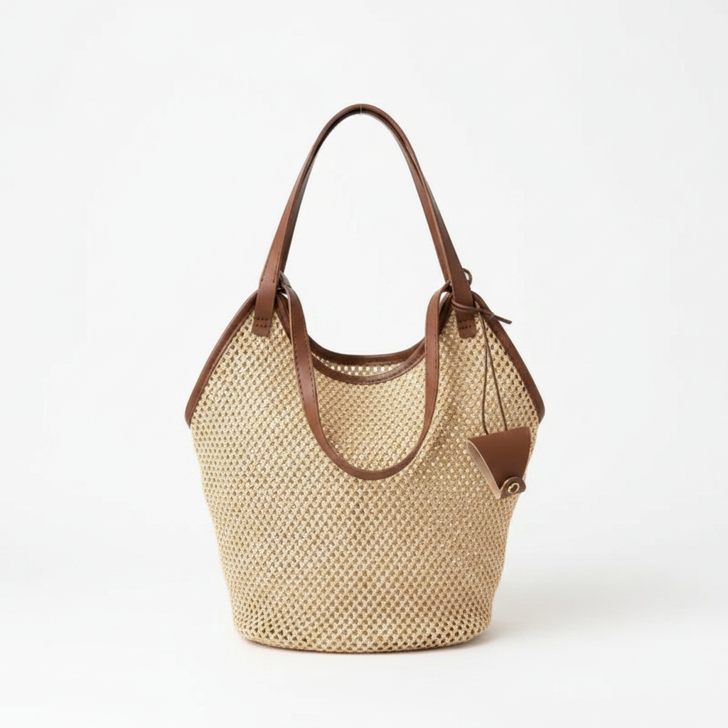 Minimalist Straw Shoulder Tote