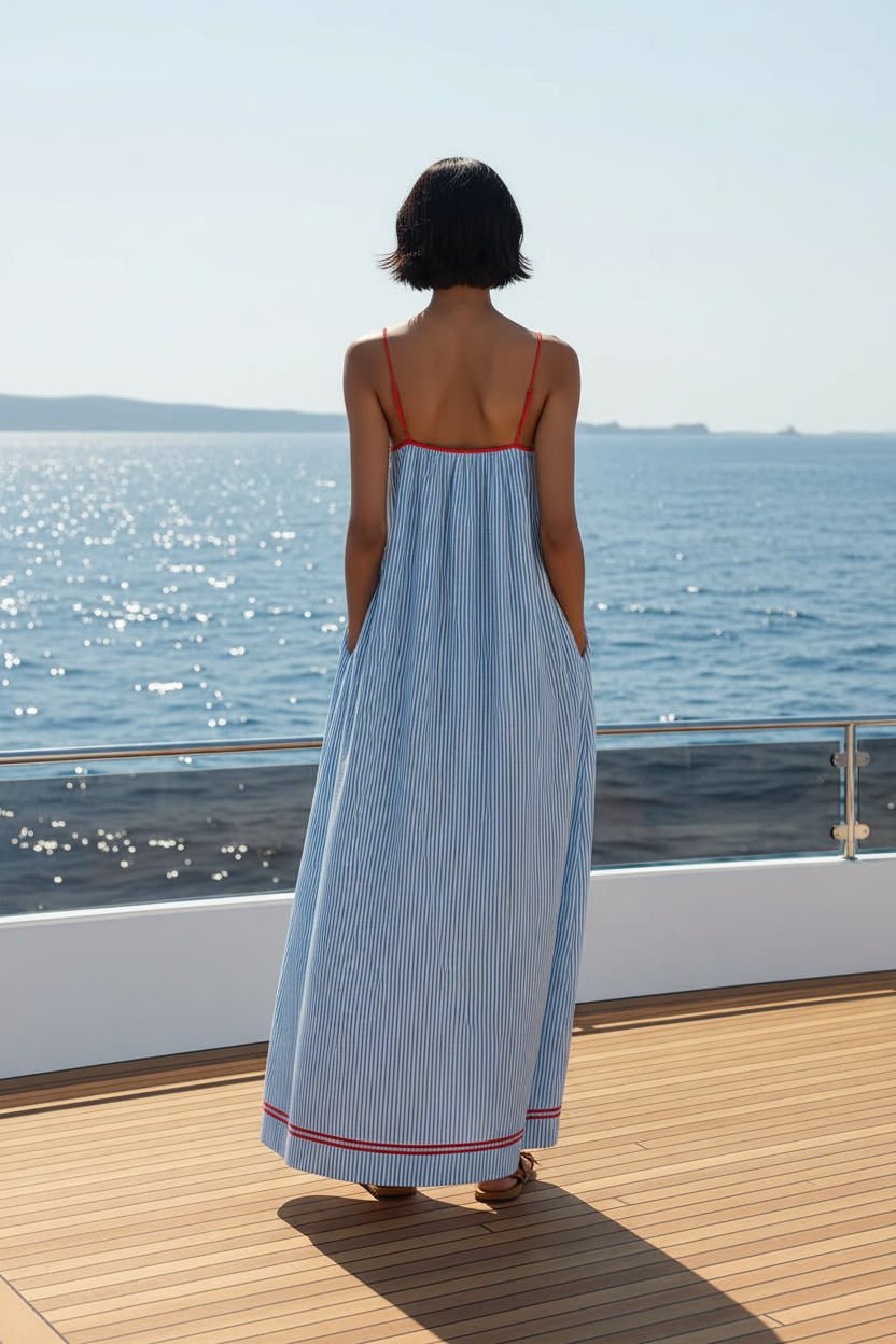 Nautical Striped Maxi Dress