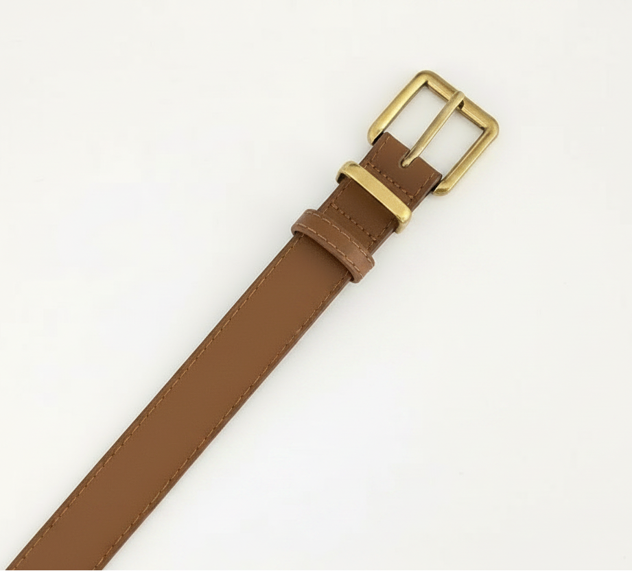Square Buckle Leather Belt