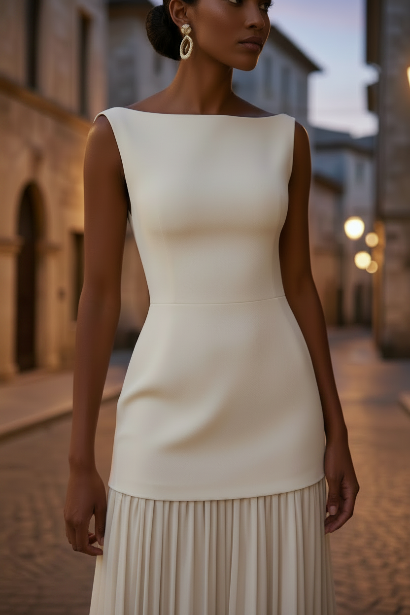 Two-Tier Pleated Evening Gown