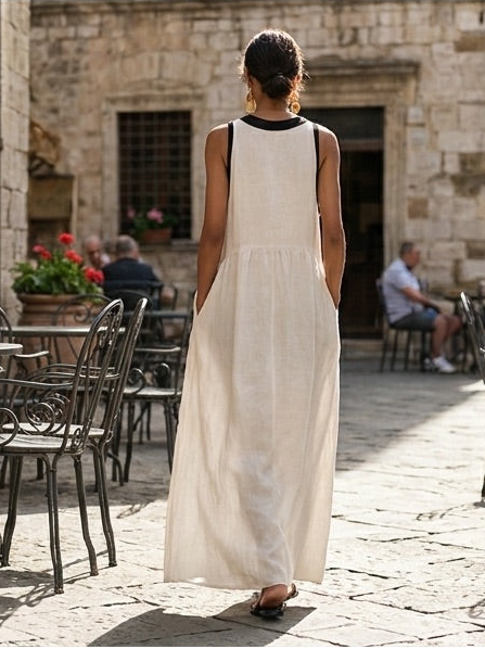 Deep V Neck with Bow Maxi Dress