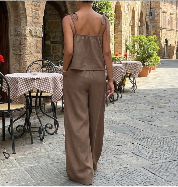 Ruffle Top & Lace-Up Pant Set