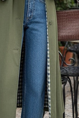 Plaid-Lined Trench Coat