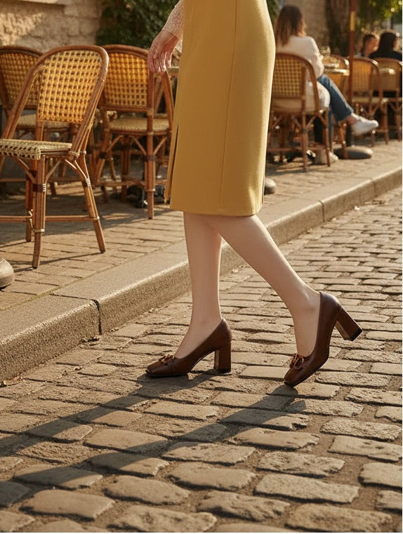 Square Toe Loafer Heels