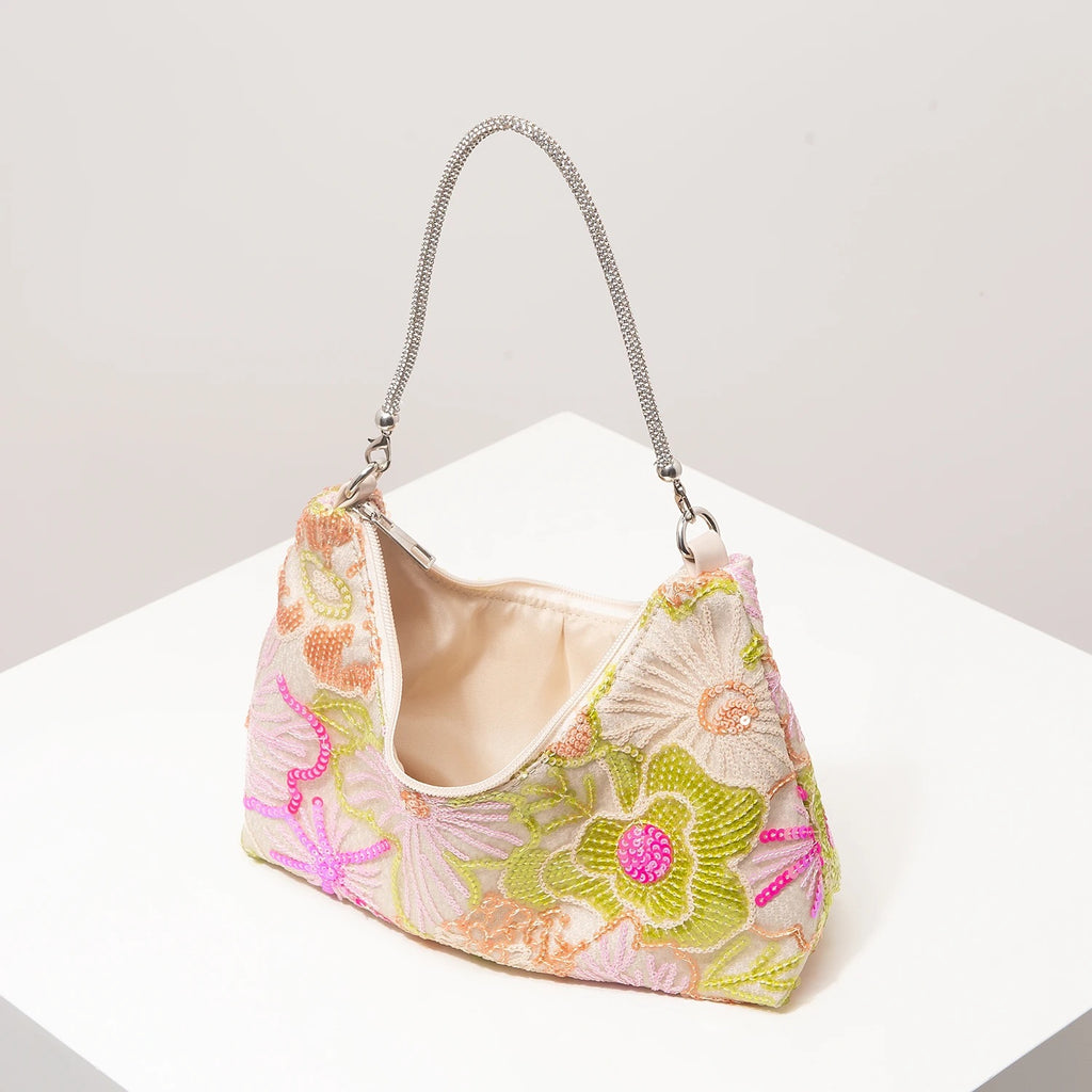 Floral Embroidery Shoulder Bag