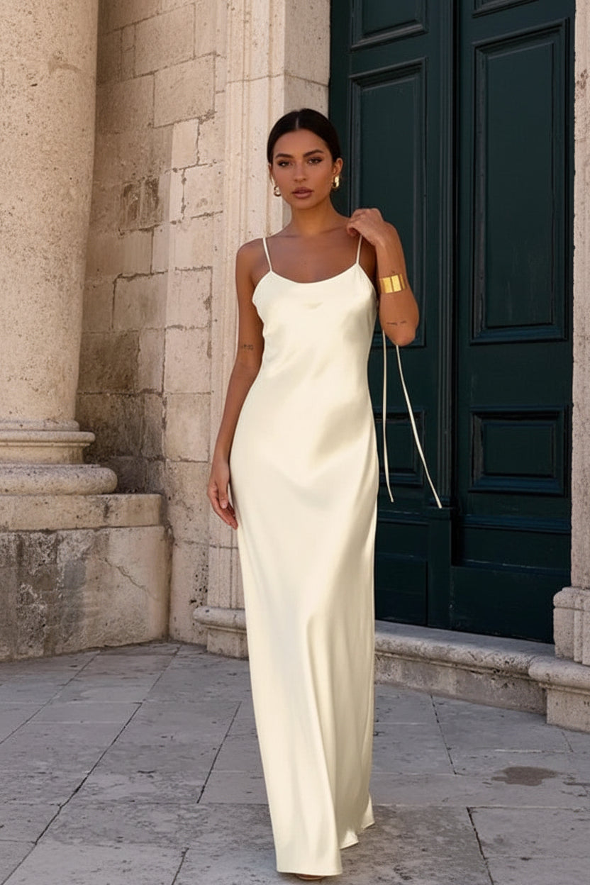 Backless Satin Maxi Dress